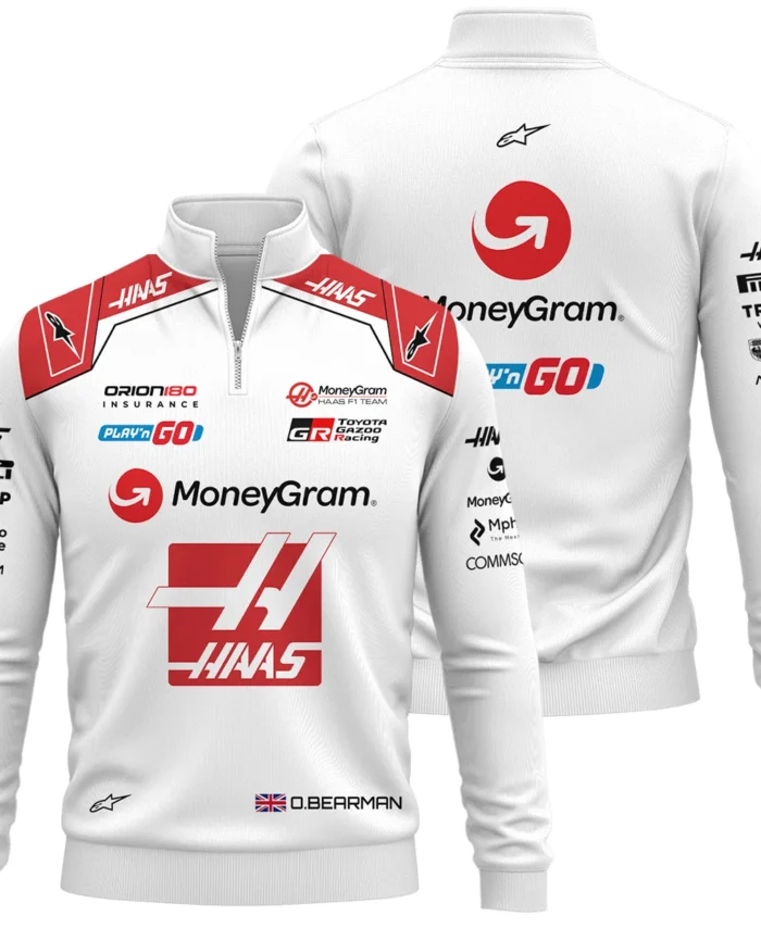 2025 Oliver Bearman Race Suit Haas F1 Team - Quarter-Zip Sweatshirt BLOB151125A2QZS