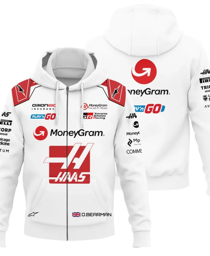 2025 Oliver Bearman Race Suit Haas F1 Team - Zipper Hoodie BLOB151125A2ZHD