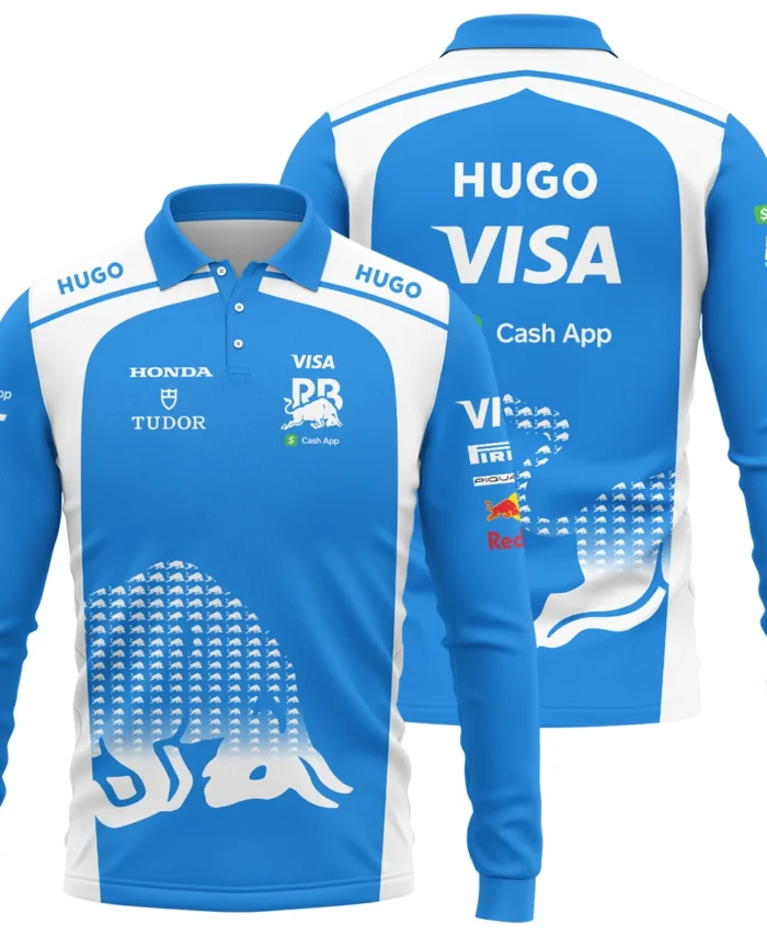 2025 Racing Bulls F1 Team Suit Long Polo Shirt BLVA110725A02RCBLPL