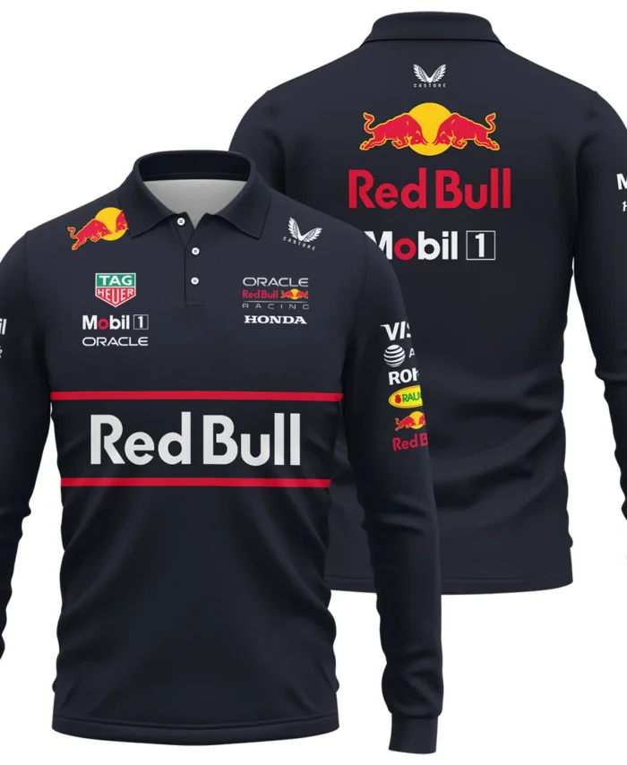 2025 Red Bull Racing F1 Long Polo Shirt All Over Prints BLRBR10525A2LPL