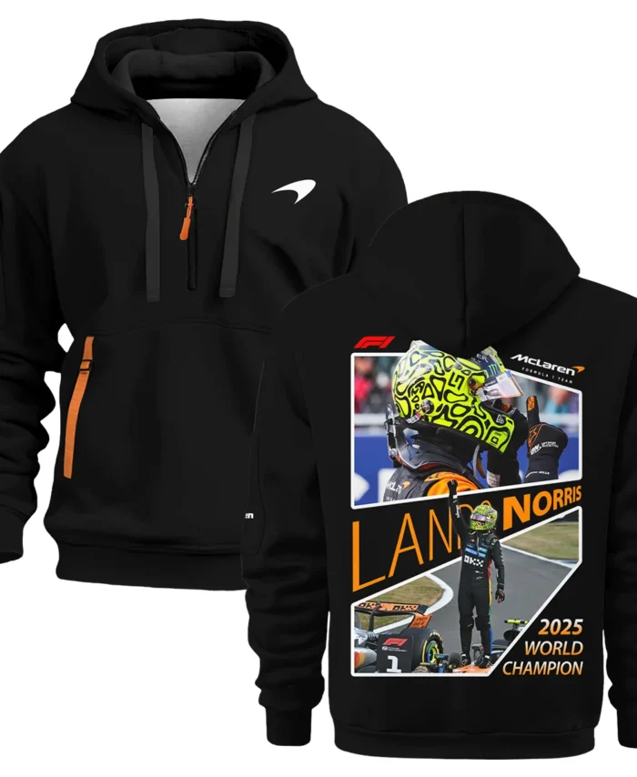 2025 WDC Lando Norris McLaren F1 Team Hoodie Half Zip BLNRWDCA5HDF