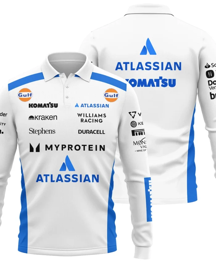 2025 Williams F1 Race Suit Long Polo Shirt BLVA100725A03WILLPL