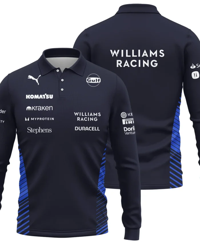 2025 Williams F1 Team Suit Long Polo Shirt BLVA080725A01WILLPL