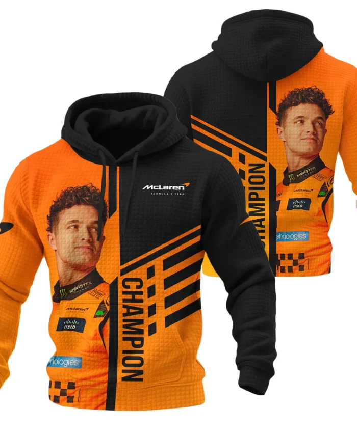 2025 World Champion Lando Norris McLaren F1 Team Hoodie Quilted Waffle BLNRWDCA3HQW