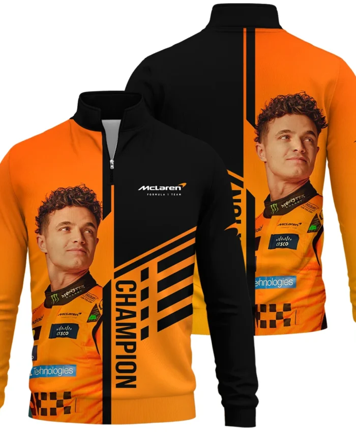2025 World Champion Lando Norris McLaren F1 Team Quarter-Zip Sweatshirt BLNRWDCA3QZS