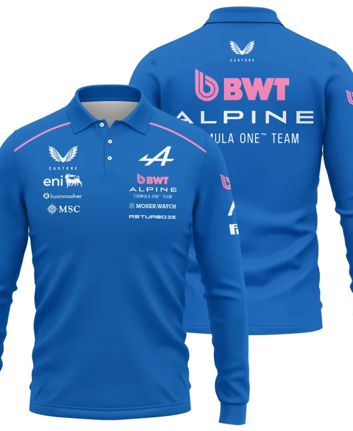 2026 Alpine F1 Teamwear Long Polo Shirt BLVAALP020226A01LPL