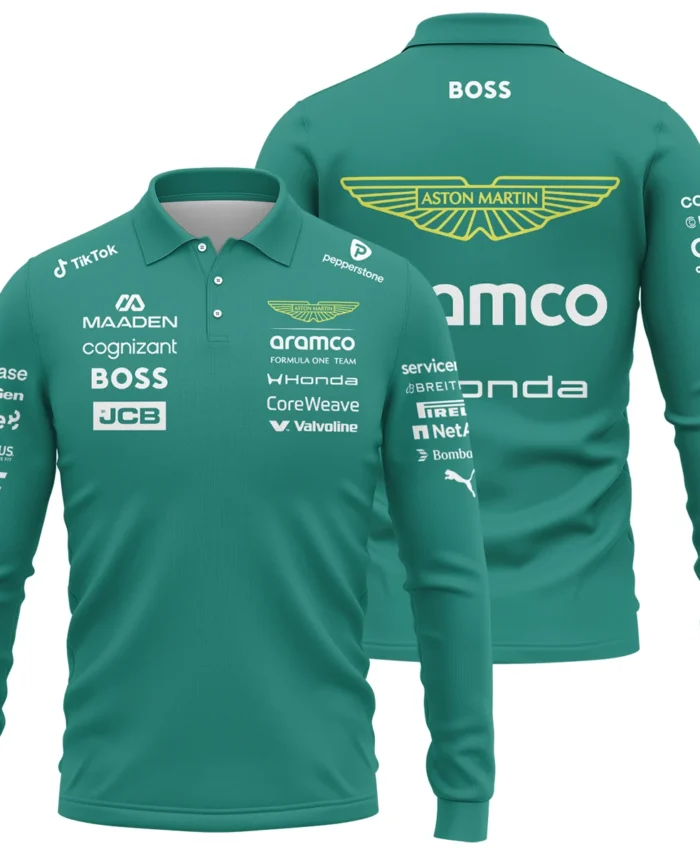 2026 Aston Martin F1 Teamwear Long Polo Shirt BLVAAM12226A1LPL