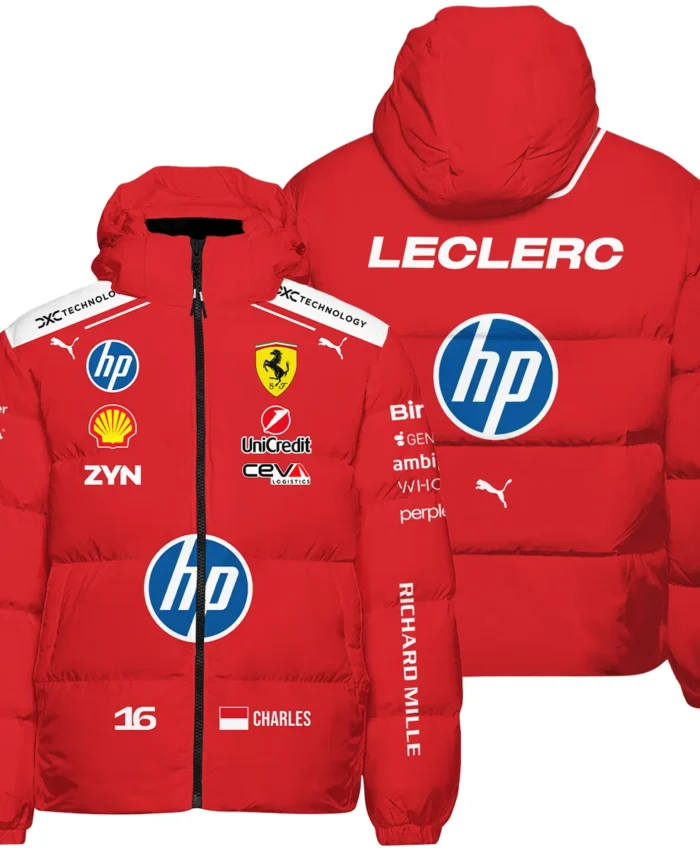 2026 Charles Leclerc Ferrari F1 Teamwear Down & Puffer Jackets BLVAFRR2226A1HCJ