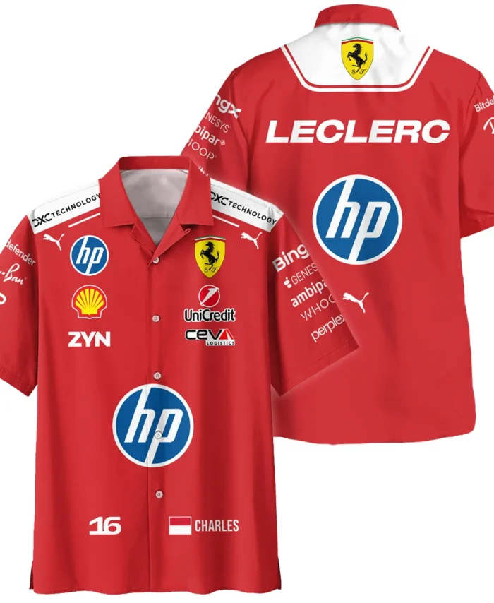2026 Charles Leclerc Ferrari F1 Teamwear Hawaiian Shirt BLVAFRR2226A1HW