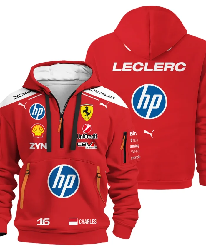 2026 Charles Leclerc Ferrari F1 Teamwear Hoodie Half Zip BLVAFRR2226A1HDF