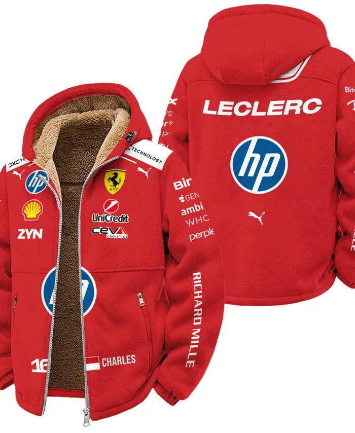 2026 Charles Leclerc Ferrari F1 Teamwear Winter Fleece Jacket BLVAFRR2226A1WFJ