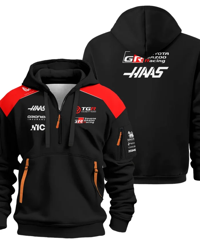 2026 Haas F1 Teamwear Hoodie Half Zip BLVAHAAS9226A1HDF - Black