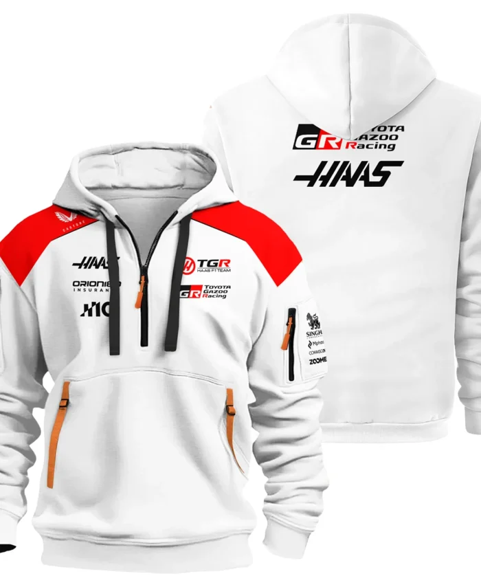 2026 Haas F1 Teamwear Hoodie Half Zip BLVAHAAS9226A2HDF - White