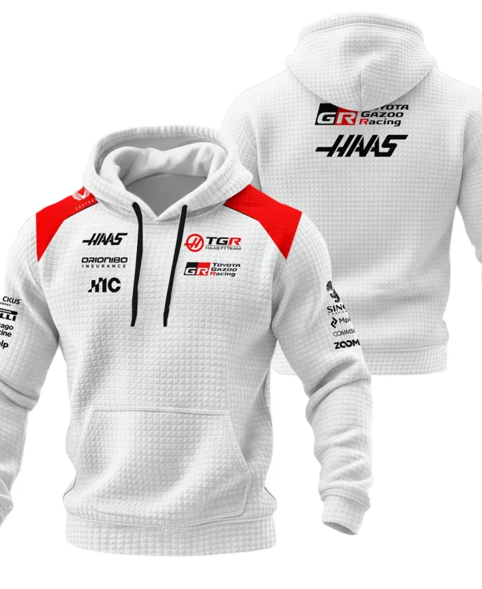 2026 Haas F1 Teamwear Hoodie Quilted Waffle BLVAHAAS9226A2HQW - White
