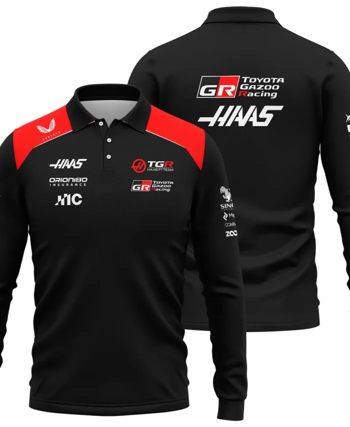 2026 Haas F1 Teamwear Long Polo Shirt BLVAHAAS9226A1LPL - Black