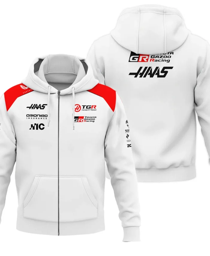 2026 Haas F1 Teamwear Zipper Hoodie BLVAHAAS9226A2ZHD - White