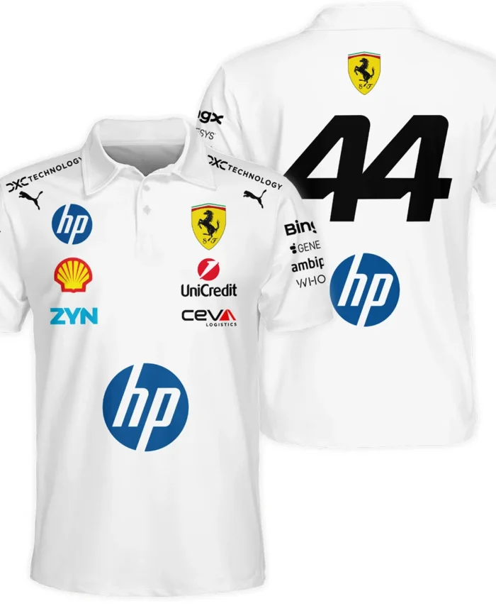 2026 Hamilton 44 Ferrari F1 Teamwear Polo Shirt BLVAFRR2226A4PL