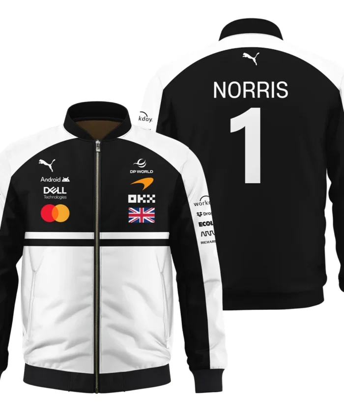 2026 Lando Norris McLaren F1 Teamwear Bomber BLNR26126A2BB - White