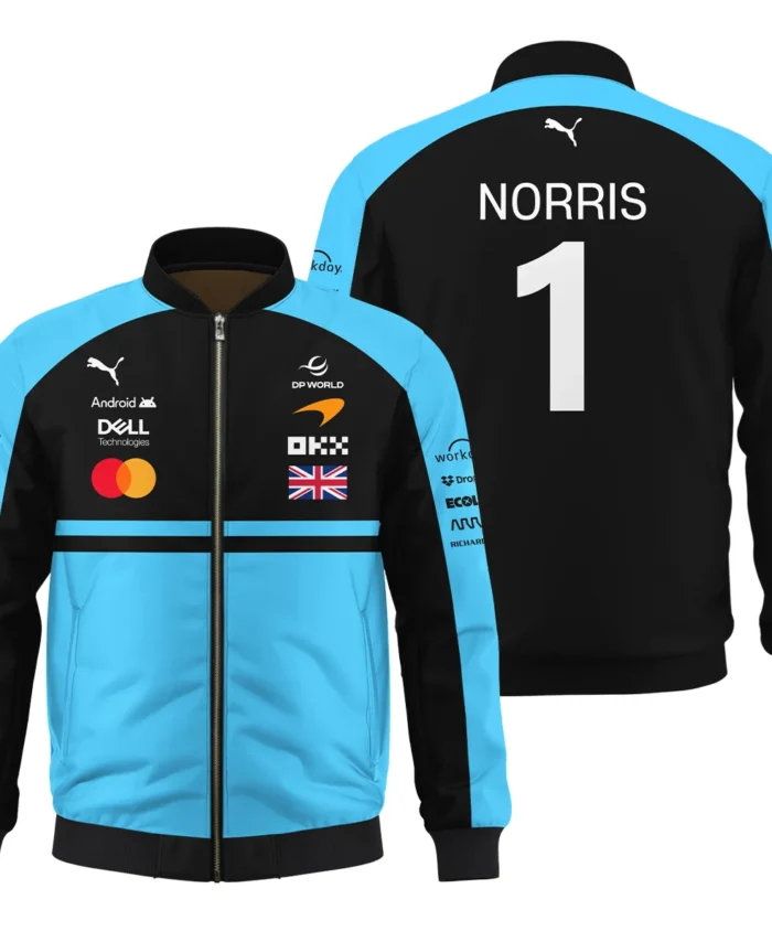 2026 Lando Norris McLaren F1 Teamwear Bomber BLNR26126A3BB - Cyan