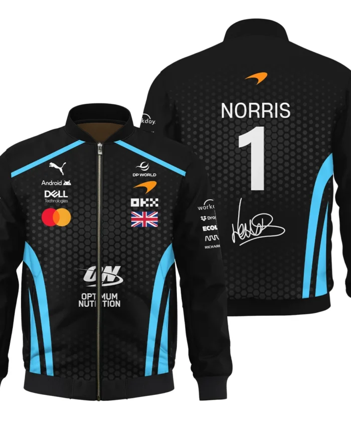 2026 Lando Norris McLaren F1 Teamwear Bomber BLNR26226A3BB - Cyan