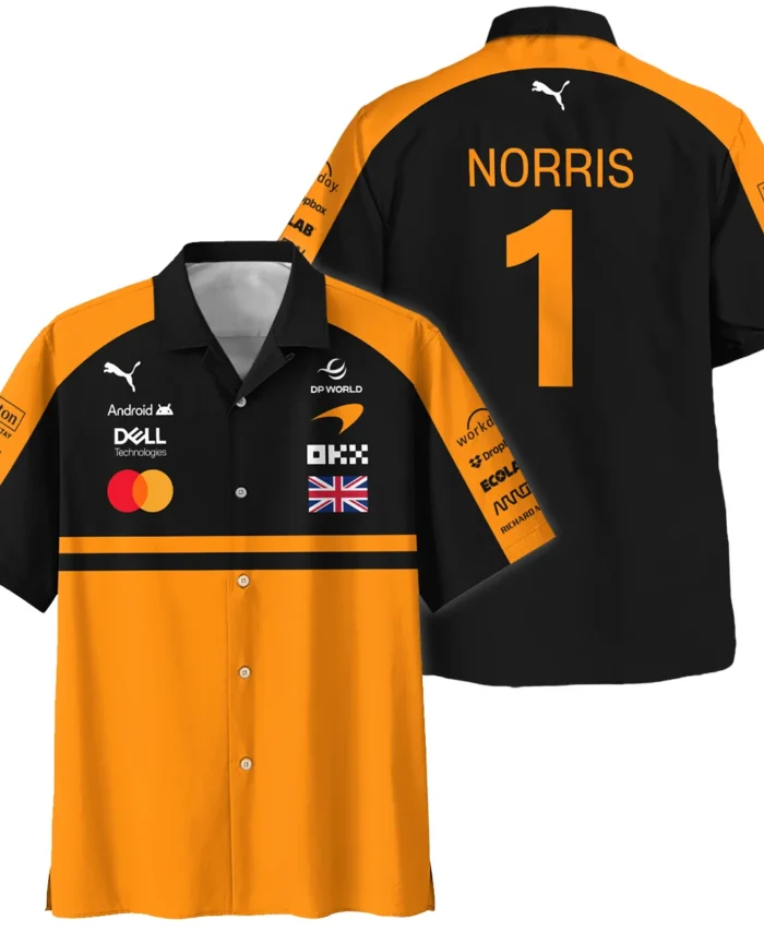 2026 Lando Norris McLaren F1 Teamwear Hawaiian Shirt BLNR26126A1HW - Orange