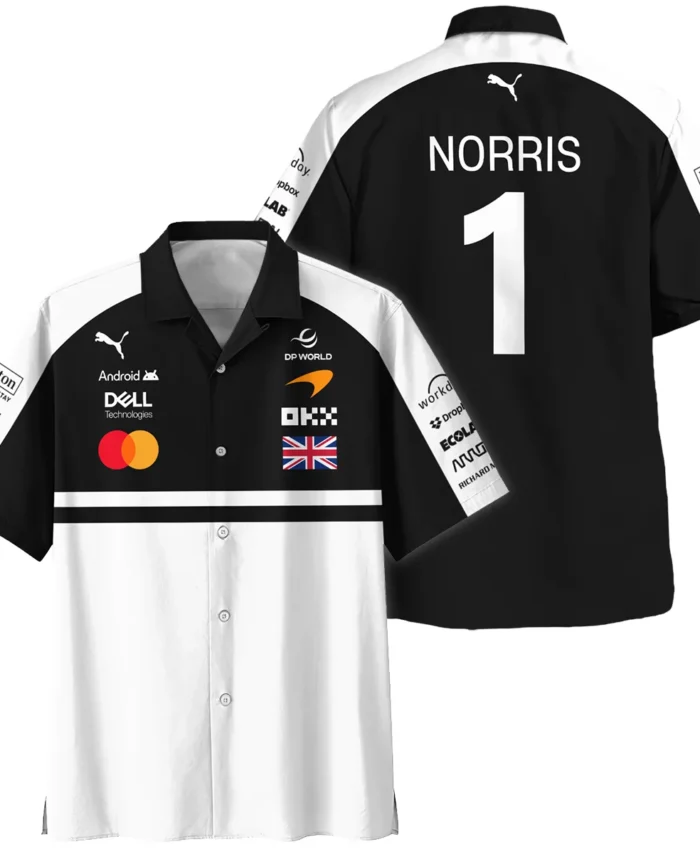 2026 Lando Norris McLaren F1 Teamwear Hawaiian Shirt BLNR26126A2HW - White