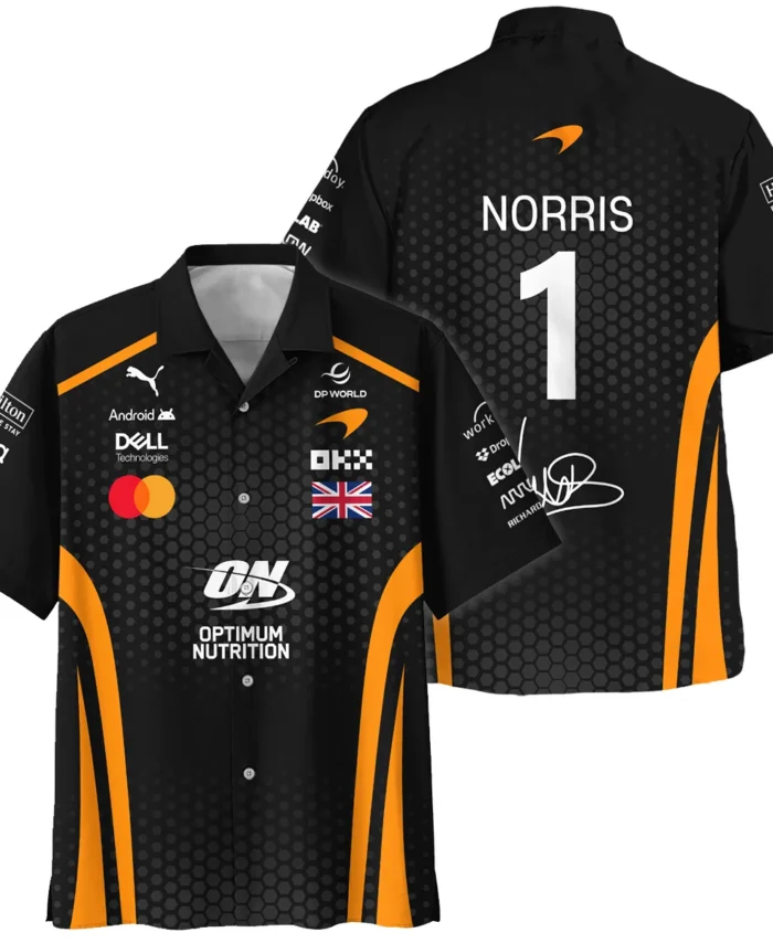2026 Lando Norris McLaren F1 Teamwear Hawaiian Shirt BLNR26226A1HW - Orange