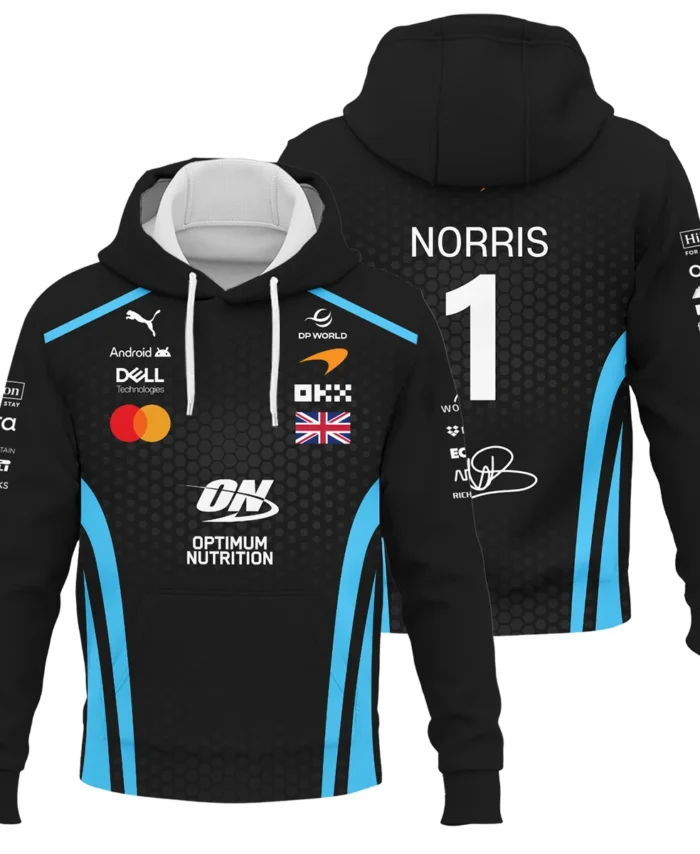 2026 Lando Norris McLaren F1 Teamwear Hoodie BLNR26226A3HD - Cyan