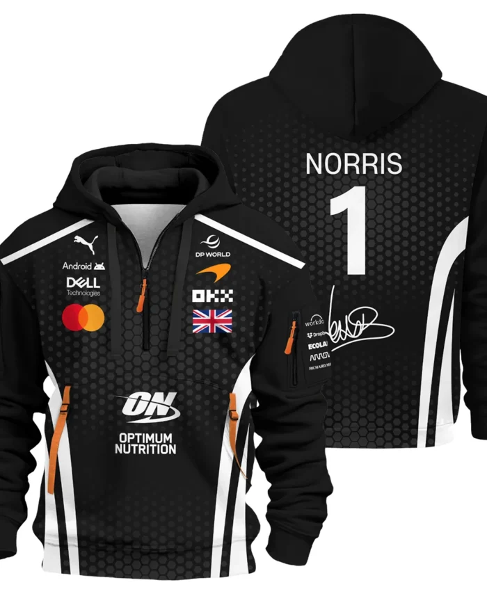 2026 Lando Norris McLaren F1 Teamwear Hoodie Half Zip BLNR26226A2HDF - White