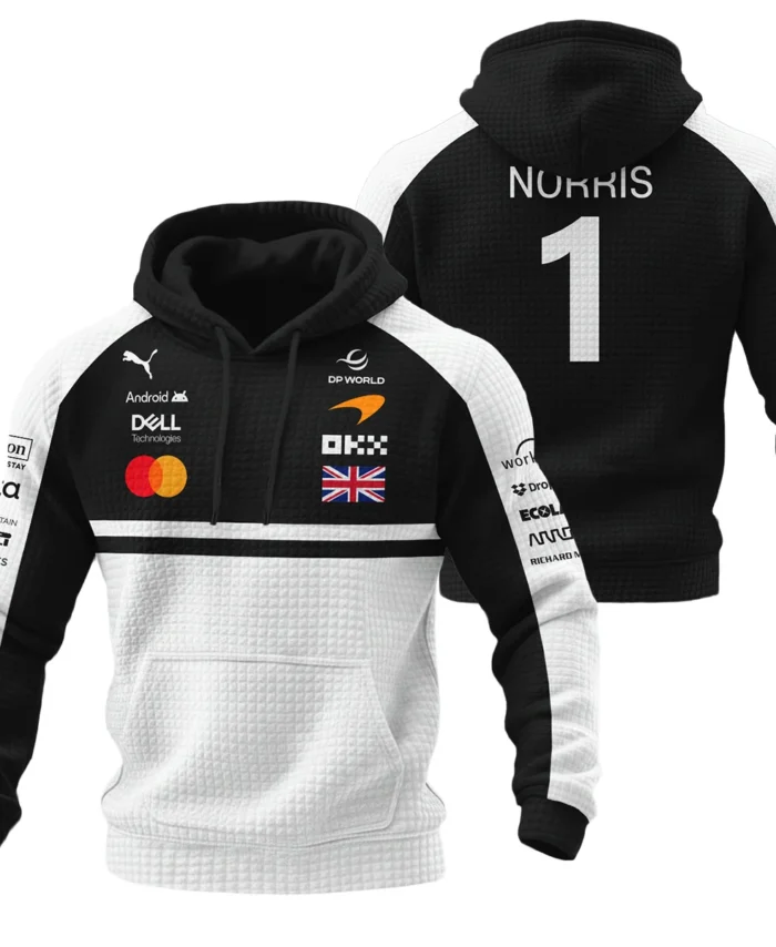 2026 Lando Norris McLaren F1 Teamwear Hoodie Quilted Waffle BLNR26126A2HQW - White