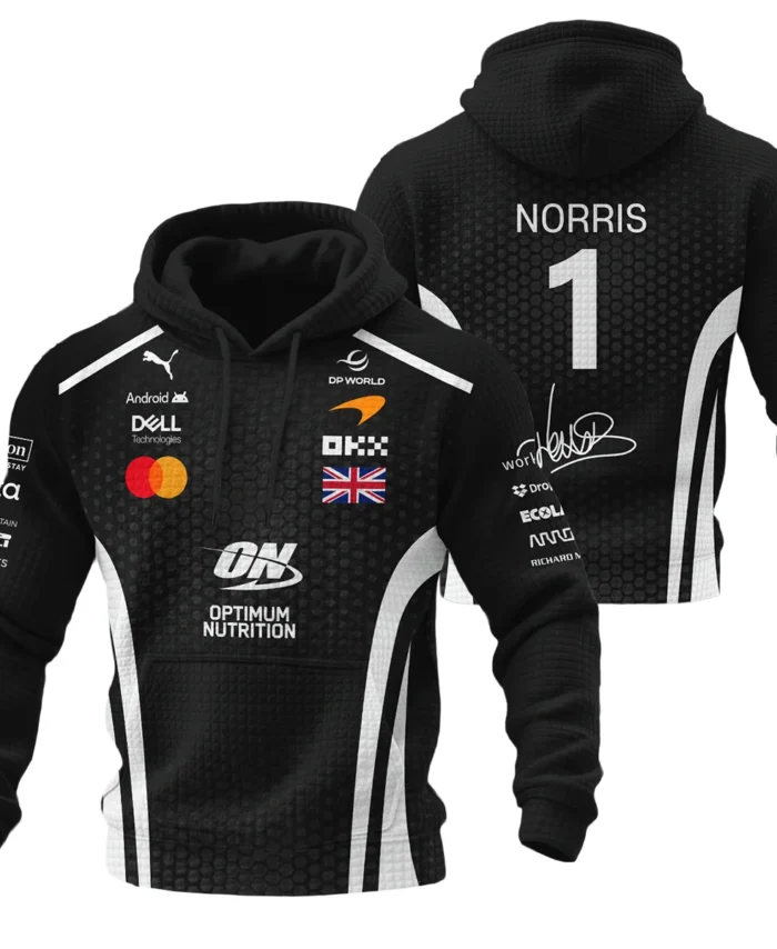 2026 Lando Norris McLaren F1 Teamwear Hoodie Quilted Waffle BLNR26226A2HQW - White