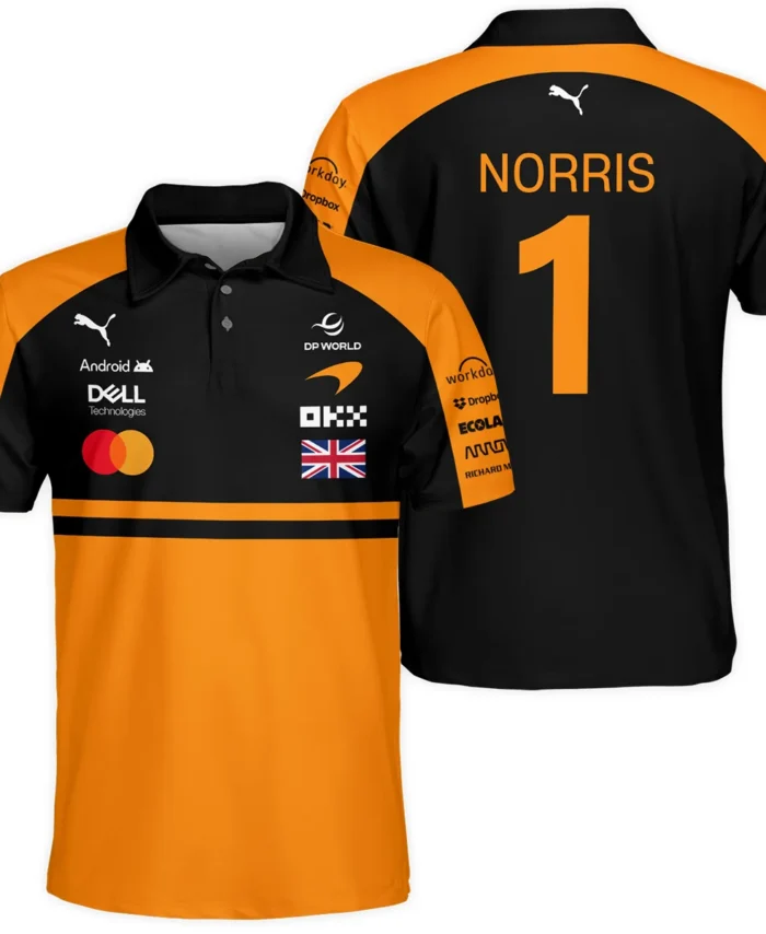 2026 Lando Norris McLaren F1 Teamwear Polo Shirt BLNR26126A1PL - Orange