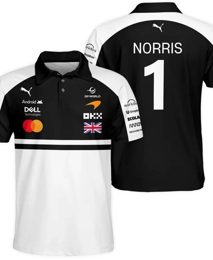 2026 Lando Norris McLaren F1 Teamwear Polo Shirt BLNR26126A2PL - White