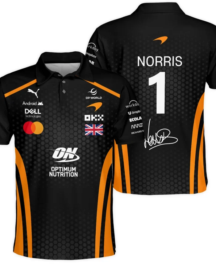2026 Lando Norris McLaren F1 Teamwear Polo Shirt BLNR26226A1PL - Orange