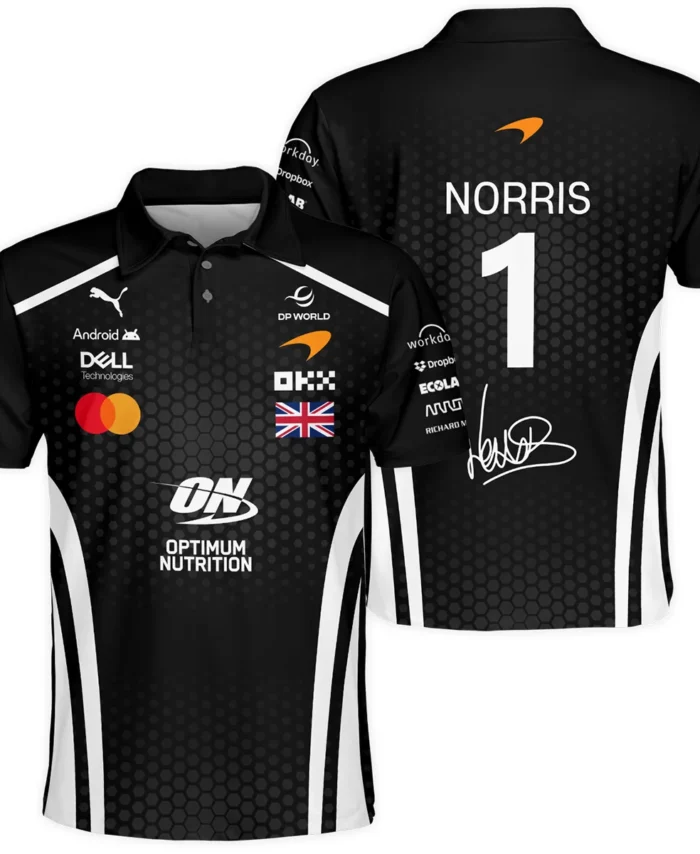 2026 Lando Norris McLaren F1 Teamwear Polo Shirt BLNR26226A2PL - White