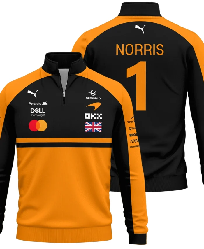 2026 Lando Norris McLaren F1 Teamwear Quarter Zip Sweatshirt BLNR26126A1QZS - Orange