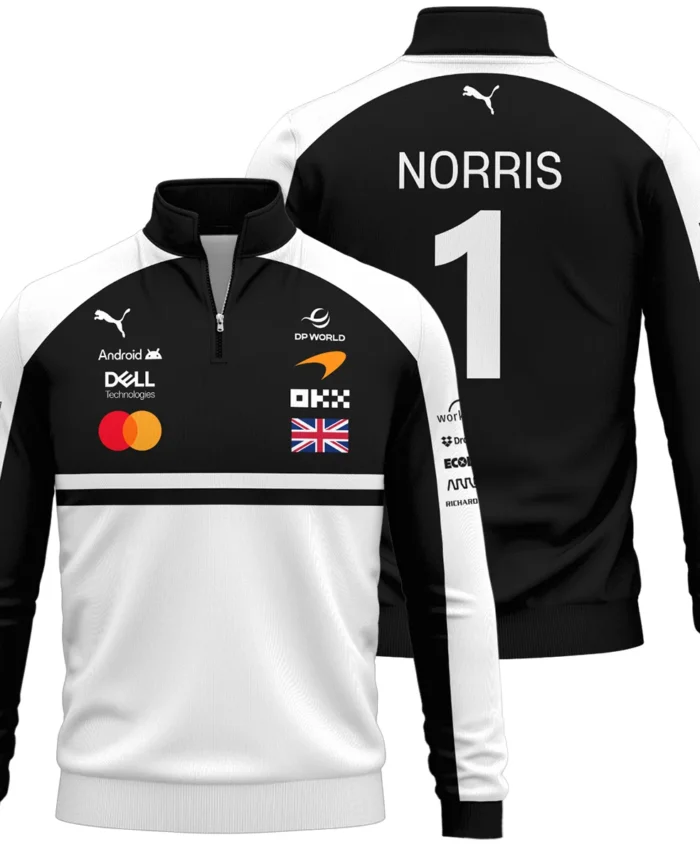 2026 Lando Norris McLaren F1 Teamwear Quarter Zip Sweatshirt BLNR26126A2QZS - White