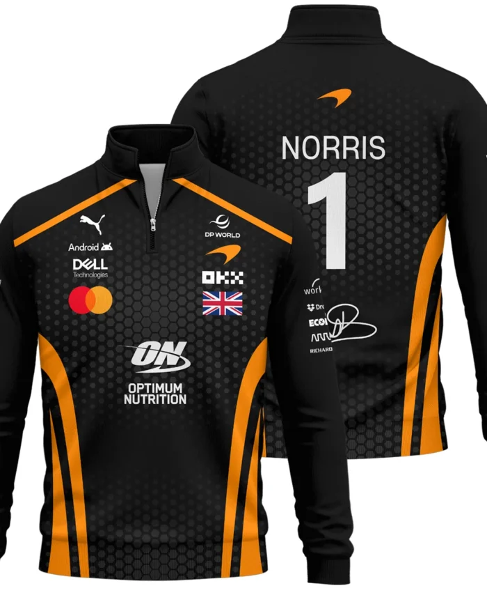 2026 Lando Norris McLaren F1 Teamwear Quarter Zip Sweatshirt BLNR26226A1QZS - Orange