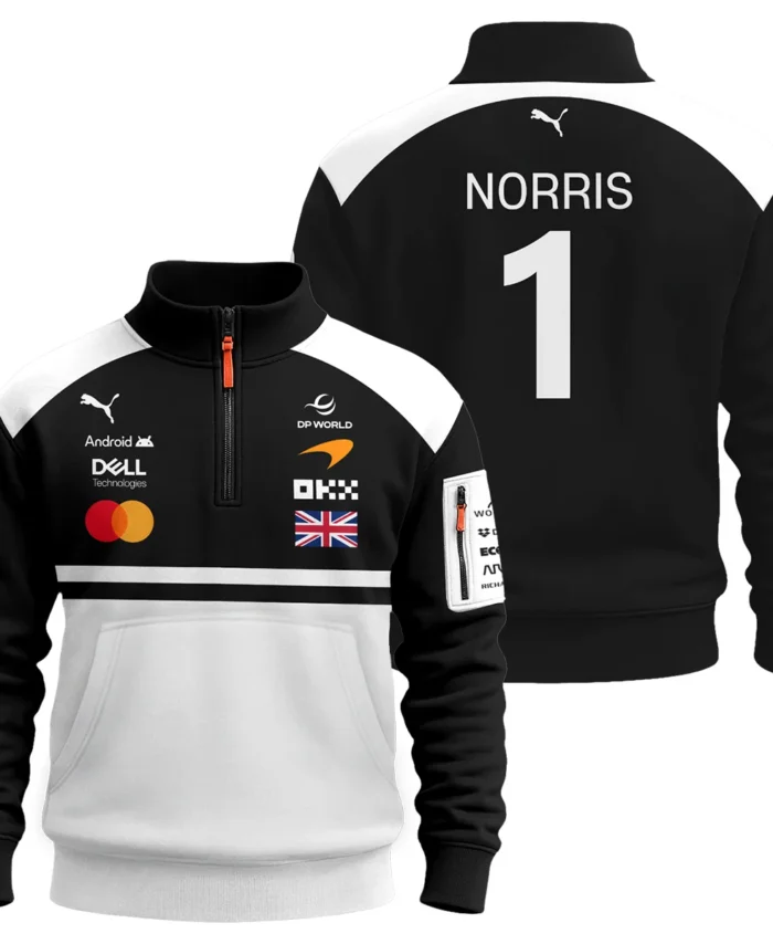 2026 Lando Norris McLaren F1 Teamwear Sweatshirt Zipper BLNR26126A2SHZ - White