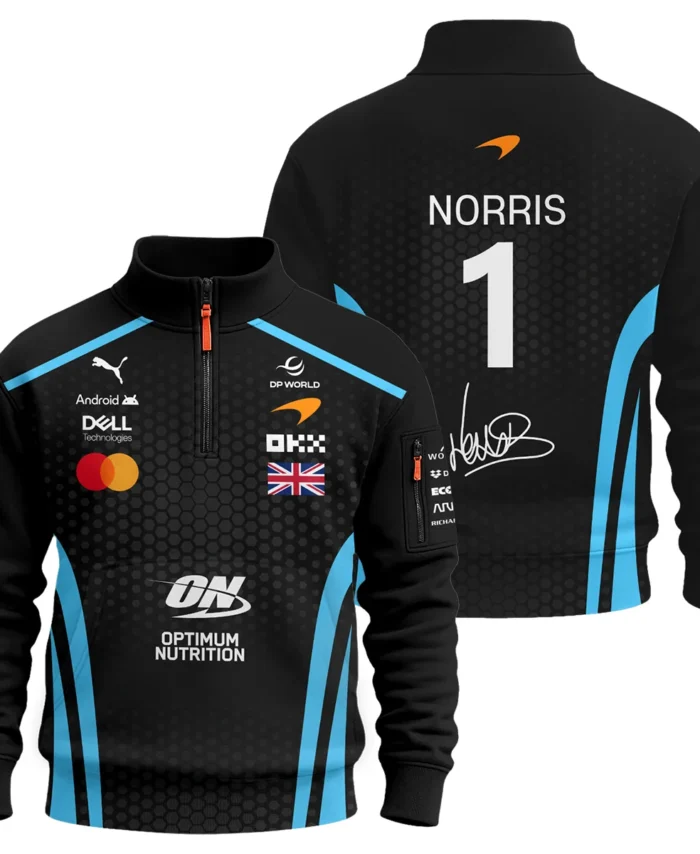 2026 Lando Norris McLaren F1 Teamwear Sweatshirt Zipper BLNR26226A3SHZ - Cyan