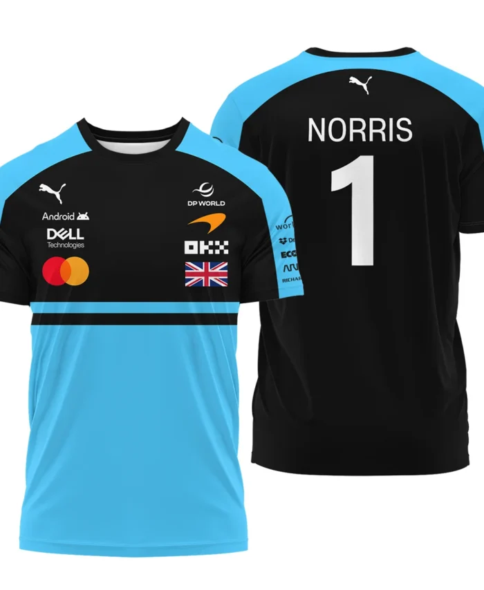 2026 Lando Norris McLaren F1 Teamwear T-Shirt BLNR26126A3TS - Cyan