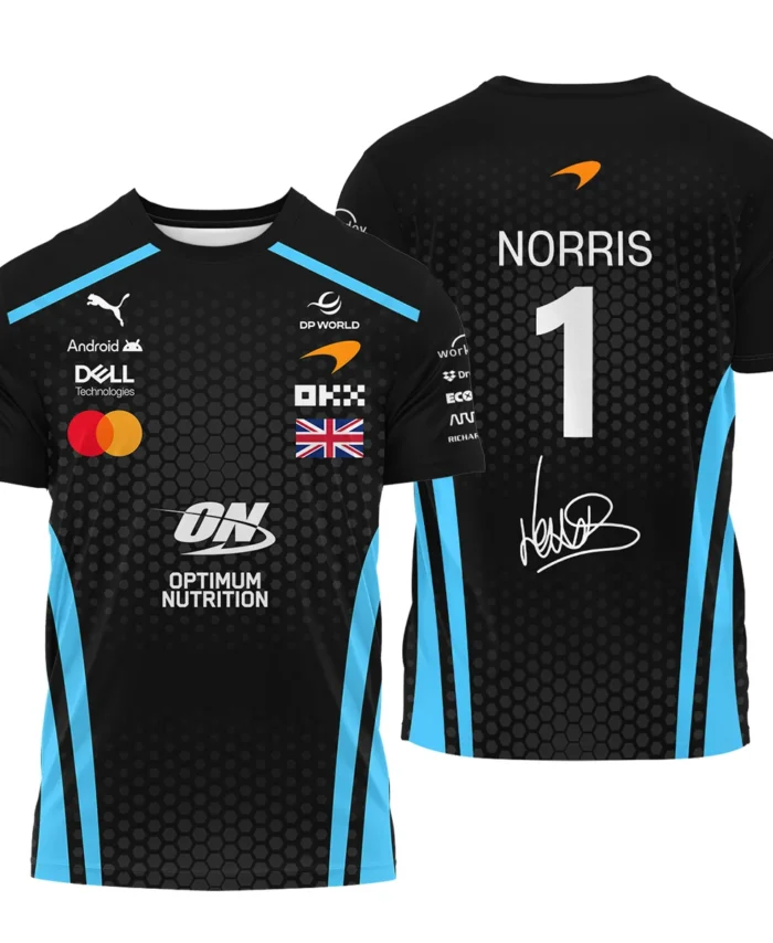 2026 Lando Norris McLaren F1 Teamwear T-Shirt BLNR26226A3TS - Cyan