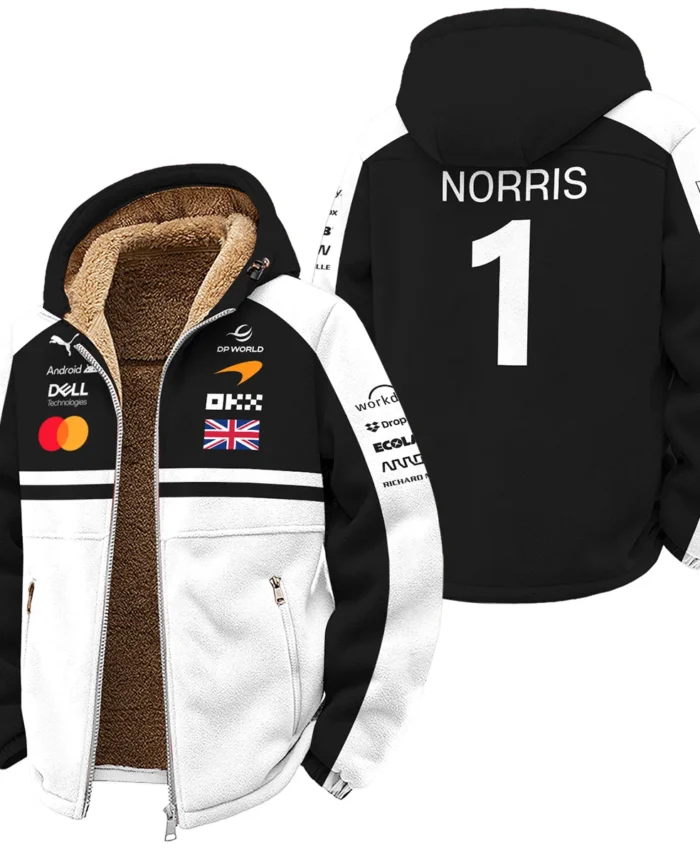 2026 Lando Norris McLaren F1 Teamwear Winter Fleece Jacket BLNR26126A2WFJ - White