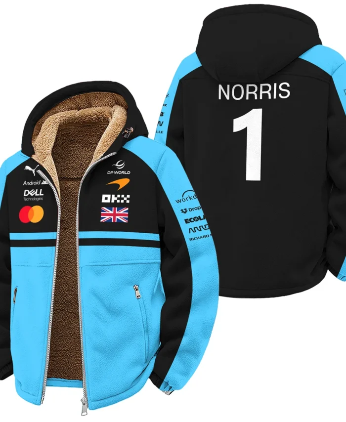 2026 Lando Norris McLaren F1 Teamwear Winter Fleece Jacket BLNR26126A3WFJ - Cyan