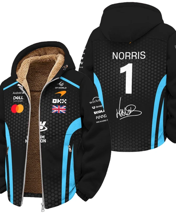 2026 Lando Norris McLaren F1 Teamwear Winter Fleece Jacket BLNR26226A3WFJ - Cyan