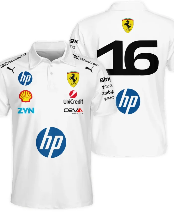 2026 Leclerc 16 Ferrari F1 Teamwear Polo Shirt BLVAFRR2226A2PL