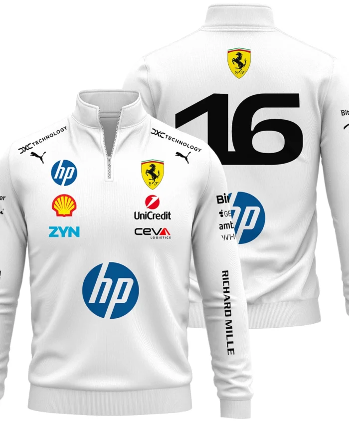 2026 Leclerc 16 Ferrari F1 Teamwear Quarter Zip Sweatshirt BLVAFRR2226A2QZS