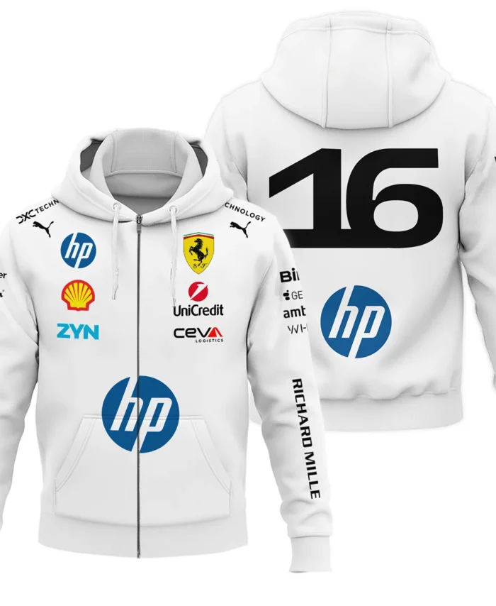 2026 Leclerc 16 Ferrari F1 Teamwear Zipper Hoodie BLVAFRR2226A2ZHD