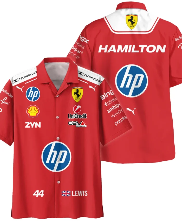 2026 Lewis Hamilton Ferrari F1 Teamwear Hawaiian Shirt BLVAFRR2226A3HW
