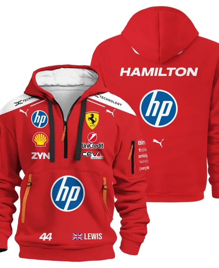 2026 Lewis Hamilton Ferrari F1 Teamwear Hoodie Half Zip BLVAFRR2226A3HDF